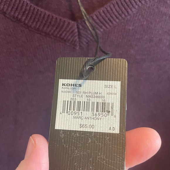 Marc Anthony Sweater Men’s size Large L v-neck with tags new nwt - Picture 4 of 6